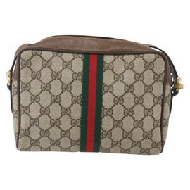 GUCCI GG Supreme Web Sherry Line Bag PVC Beige Gold 904 02 004 Auth 158796 - 0