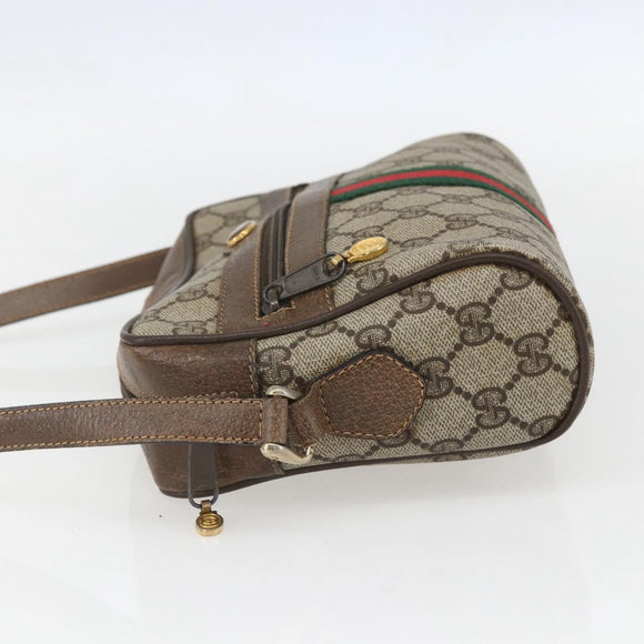 GUCCI GG Supreme Web Sherry Line Bag PVC Beige Gold 904 02 004 Auth 158796
