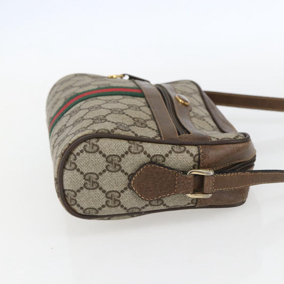 GUCCI GG Supreme Web Sherry Line Bag PVC Beige Gold 904 02 004 Auth 158796