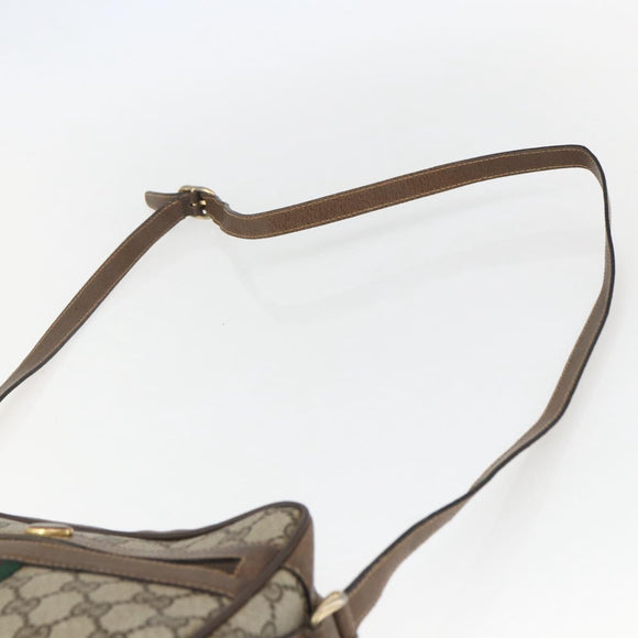 GUCCI GG Supreme Web Sherry Line Bag PVC Beige Gold 904 02 004 Auth 158796