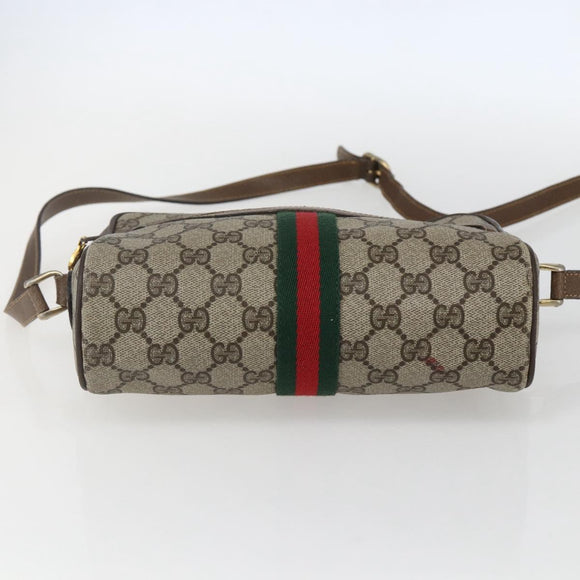 GUCCI GG Supreme Web Sherry Line Bag PVC Beige Gold 904 02 004 Auth 158796