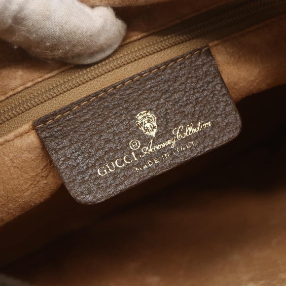 GUCCI GG Supreme Web Sherry Line Bag PVC Beige Gold 89 02 032 Auth 158797