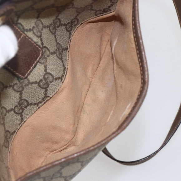 GUCCI GG Supreme Web Sherry Line Bag PVC Beige Gold 89 02 032 Auth 158797