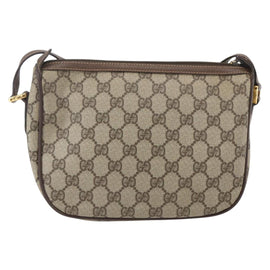 GUCCI GG Supreme Web Sherry Line Bag PVC Beige Gold 89 02 032 Auth 158797 - 0