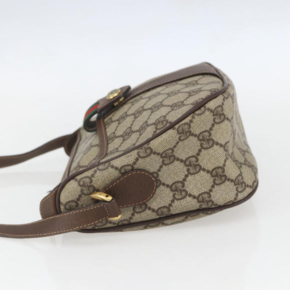 GUCCI GG Supreme Web Sherry Line Bag PVC Beige Gold 89 02 032 Auth 158797