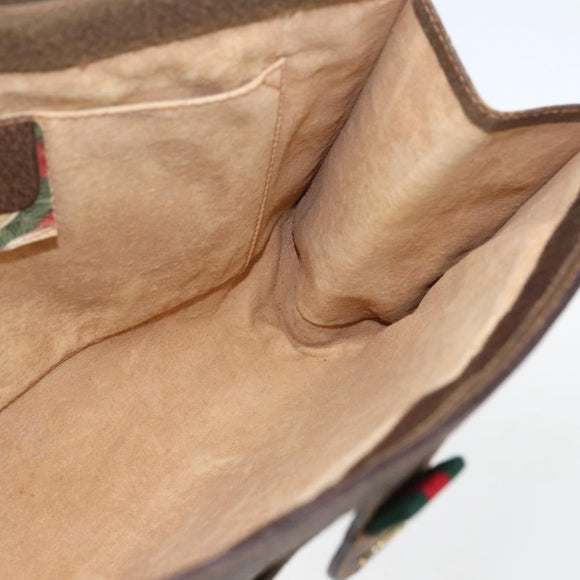 GUCCI GG Supreme Web Sherry Line Clutch Bag PVC Beige 89 01 033 Auth 158798