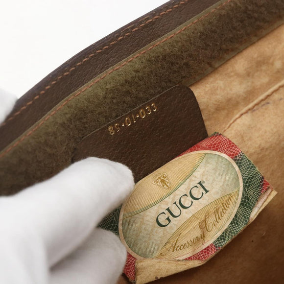 GUCCI GG Supreme Web Sherry Line Clutch Bag PVC Beige 89 01 033 Auth 158798