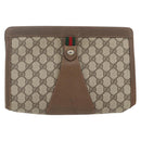 GUCCI GG Supreme Web Sherry Line Clutch Bag PVC Beige 89 01 033 Auth 158798-2