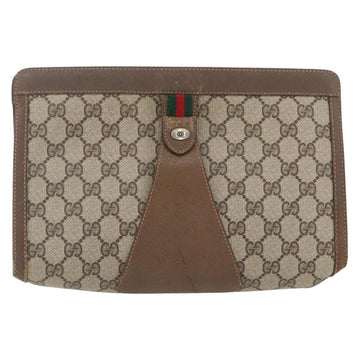 GUCCI GG Supreme Web Sherry Line Clutch Bag PVC Beige 89 01 033 Auth 158798 - 0