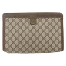 GUCCI GG Supreme Web Sherry Line Clutch Bag PVC Beige 89 01 033 Auth 158798-3