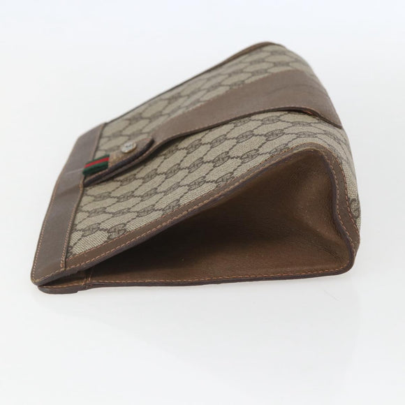 GUCCI GG Supreme Web Sherry Line Clutch Bag PVC Beige 89 01 033 Auth 158798