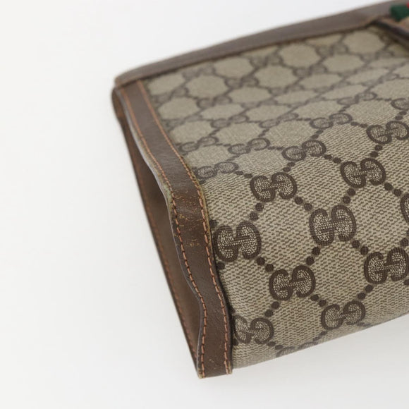 GUCCI GG Supreme Web Sherry Line Clutch Bag PVC Beige 89 01 033 Auth 158798