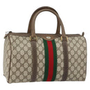 GUCCI GG Supreme Web Sherry Line Bag PVC Leather Beige 69 02 007 Auth 158799-1