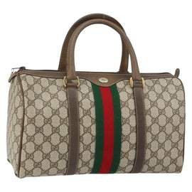 GUCCI GG Supreme Web Sherry Line Bag PVC Leather Beige 69 02 007 Auth 158799