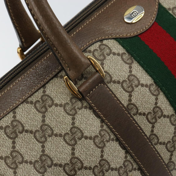 GUCCI GG Supreme Web Sherry Line Bag PVC Leather Beige 69 02 007 Auth 158799