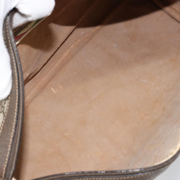 GUCCI GG Supreme Web Sherry Line Bag PVC Leather Beige 69 02 007 Auth 158799