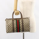 GUCCI GG Supreme Web Sherry Line Bag PVC Leather Beige 69 02 007 Auth 158799-24