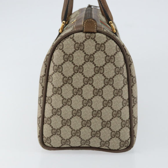 GUCCI GG Supreme Web Sherry Line Bag PVC Leather Beige 69 02 007 Auth 158799