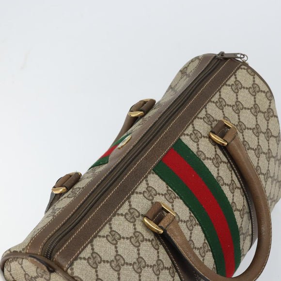 GUCCI GG Supreme Web Sherry Line Bag PVC Leather Beige 69 02 007 Auth 158799