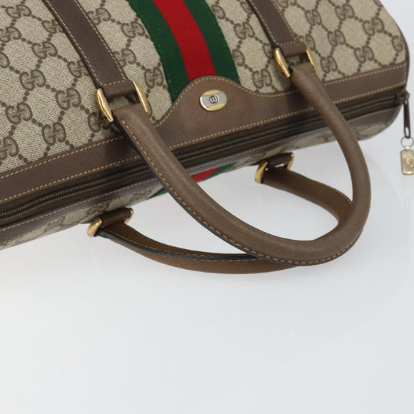 GUCCI GG Supreme Web Sherry Line Bag PVC Leather Beige 69 02 007 Auth 158799