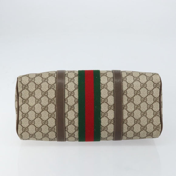 GUCCI GG Supreme Web Sherry Line Bag PVC Leather Beige 69 02 007 Auth 158799