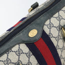 GUCCI GG Supreme Sherry Line Boston Bag PVC Navy Gold 010 378 Auth 158801-18