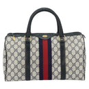 GUCCI GG Supreme Sherry Line Boston Bag PVC Navy Gold 010 378 Auth 158801-13