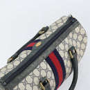 GUCCI GG Supreme Sherry Line Boston Bag PVC Navy Gold 010 378 Auth 158801-6