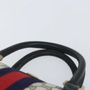 GUCCI GG Supreme Sherry Line Boston Bag PVC Navy Gold 010 378 Auth 158801-14