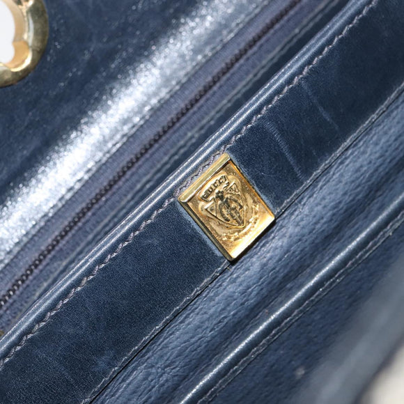 GUCCI GG Supreme Shoulder Bag PVC Navy Gold 001 085 1368 Auth 158804