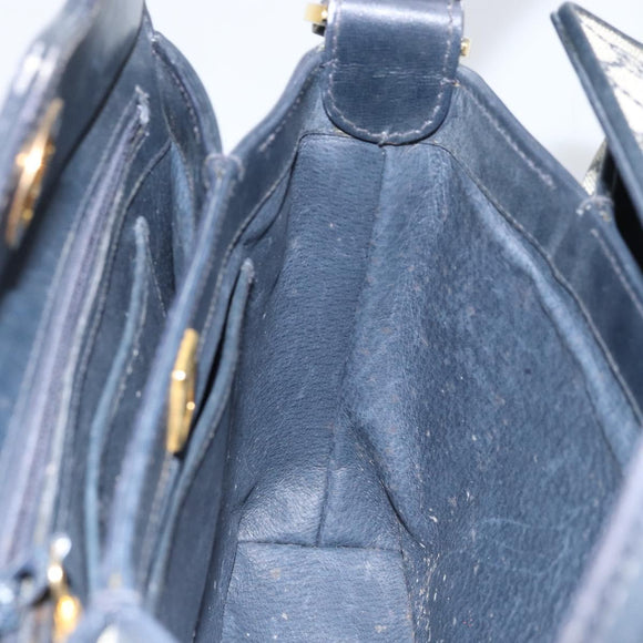 GUCCI GG Supreme Shoulder Bag PVC Navy Gold 001 085 1368 Auth 158804