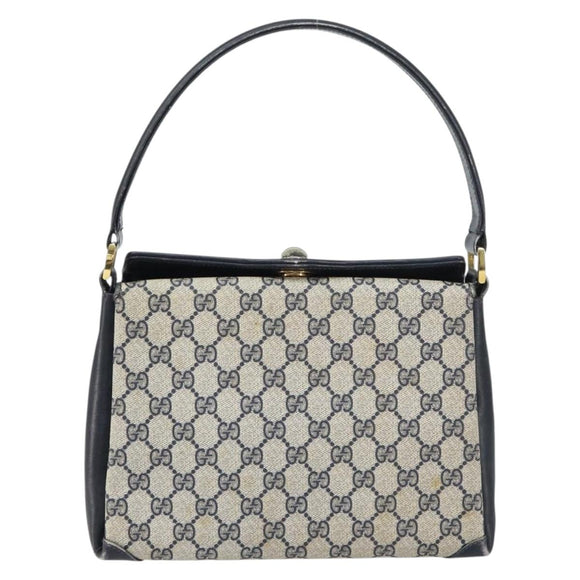 GUCCI GG Supreme Shoulder Bag PVC Navy Gold 001 085 1368 Auth 158804