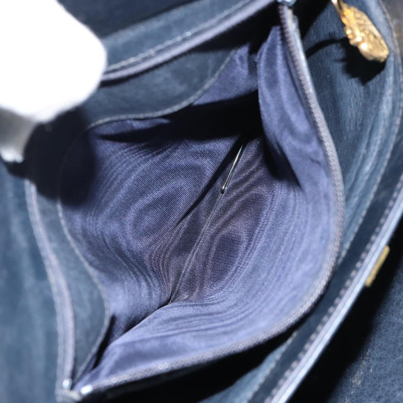 GUCCI GG Supreme Shoulder Bag PVC Navy Gold 001 085 1368 Auth 158804