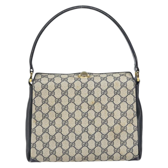 GUCCI GG Supreme Shoulder Bag PVC Navy Gold 001 085 1368 Auth 158804