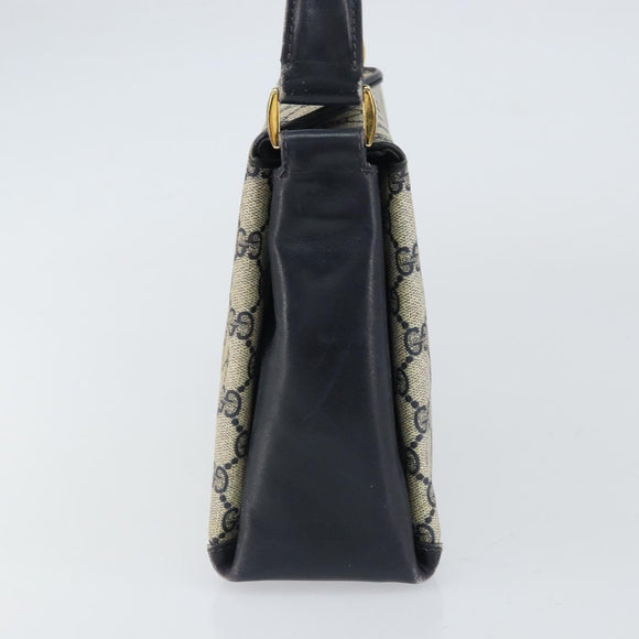 GUCCI GG Supreme Shoulder Bag PVC Navy Gold 001 085 1368 Auth 158804