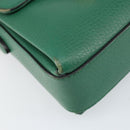 GUCCI Interlocking G Chain Shoulder Bag Leather Green Gold 607720 Auth 158806-11
