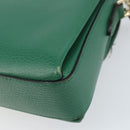 GUCCI Interlocking G Chain Shoulder Bag Leather Green Gold 607720 Auth 158806-12