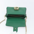 GUCCI Interlocking G Chain Shoulder Bag Leather Green Gold 607720 Auth 158806-10
