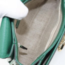 GUCCI Interlocking G Chain Shoulder Bag Leather Green Gold 607720 Auth 158806-11
