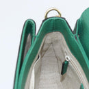 GUCCI Interlocking G Chain Shoulder Bag Leather Green Gold 607720 Auth 158806-19