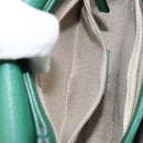 GUCCI Interlocking G Chain Shoulder Bag Leather Green Gold 607720 Auth 158806-21