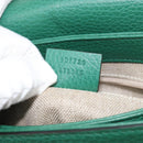 GUCCI Interlocking G Chain Shoulder Bag Leather Green Gold 607720 Auth 158806-23