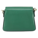 GUCCI Interlocking G Chain Shoulder Bag Leather Green Gold 607720 Auth 158806-3
