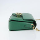 GUCCI Interlocking G Chain Shoulder Bag Leather Green Gold 607720 Auth 158806-4