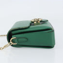 GUCCI Interlocking G Chain Shoulder Bag Leather Green Gold 607720 Auth 158806-4