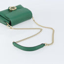 GUCCI Interlocking G Chain Shoulder Bag Leather Green Gold 607720 Auth 158806-7