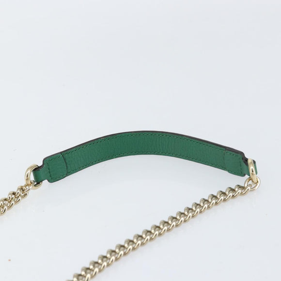 GUCCI Interlocking G Kettenschultertasche Leder Grün Gold 607720 Auth 158806