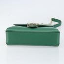 GUCCI Interlocking G Chain Shoulder Bag Leather Green Gold 607720 Auth 158806-9