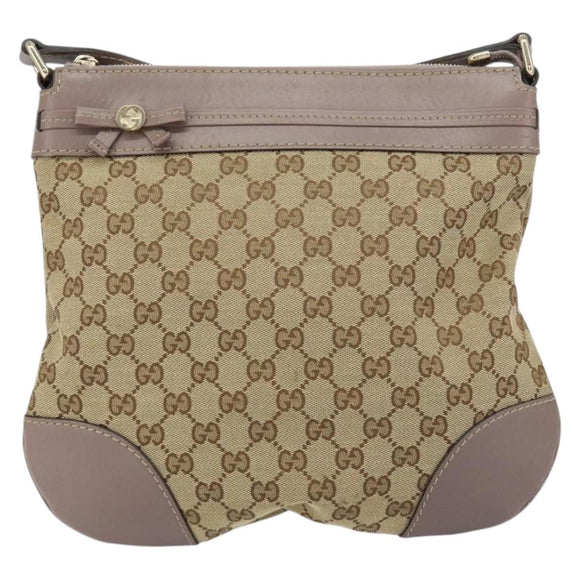 GUCCI GG Canvas Web Sherry Line Mayfair Bag Beige Gold 257065 Auth 158808