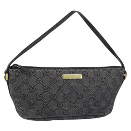 GUCCI GG Canvas Accessory Pouch Black Gold 07198 Auth 158810